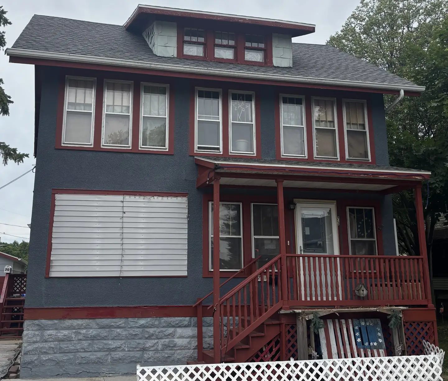 Foursquare with a full-width porch, after